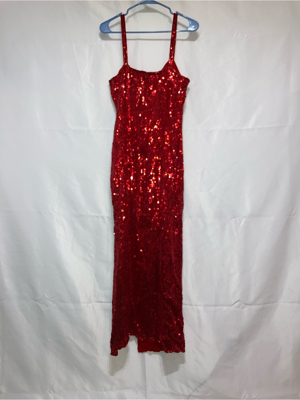Expressions Red Sequin Strapless Slip Gown - Picture 6 of 7